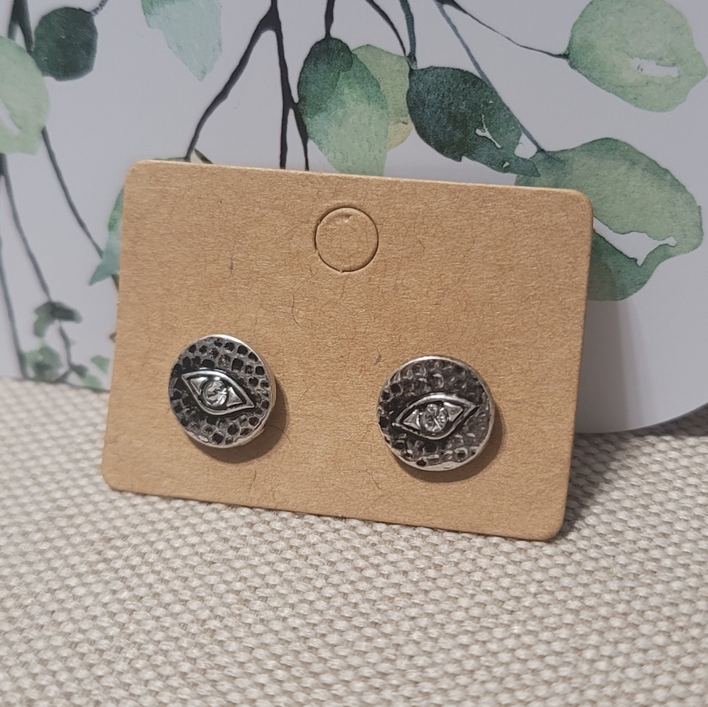 HAMMERED Evil Eye Stud Earrings